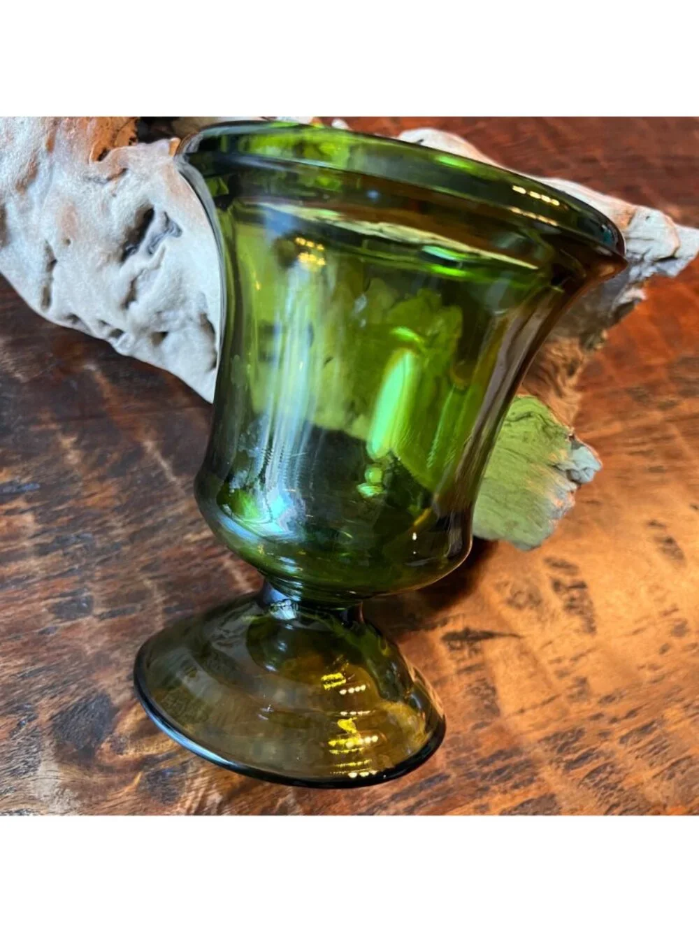 Vintage 70’s Olive Green Pedestal Vase